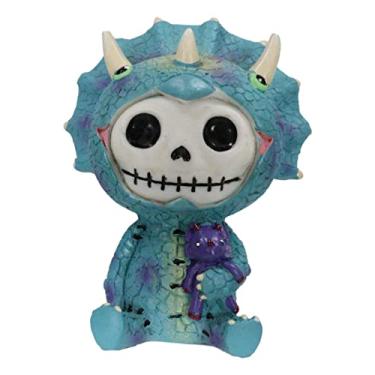 Imagem de Ebros Gift Pequenos Ossos Peludos Jurássicos Pré-históricos Tricerátopos Dinossauro Espiga Esqueleto Estatueta de Monstro Esqueleto de 8,9 cm de altura Colecionável Furrybones Caveiras Esqueletos em