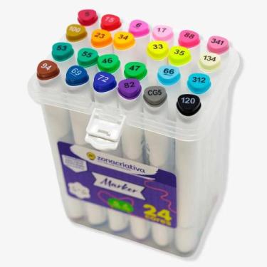 Imagem de Kit Canetas Ponta Dupla Para Colorir 24un  Zona Criativa