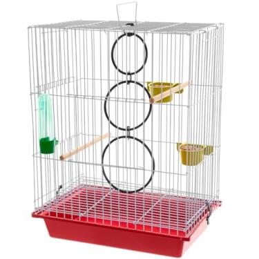 Imagem de Gaiola Viveiro Calopsita Agapornis Completa Com Acessórios(VERM COM SUPORTE)