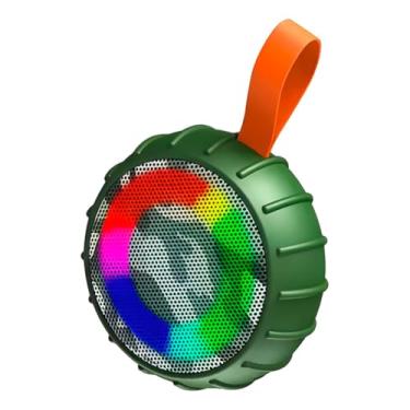 Imagem de Mini Caixa de Som Bluetooth Portátil à Prova D'água, LED RGB, 8W, 11.6x11.6x4.9cm, Bateria 1200mAh, Compatível com Cartão SD (Verde)