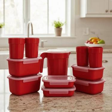 Imagem de Kit Potes Cozinha com Trava Jarra e Copo Reutilizáveis Plástico Livre 