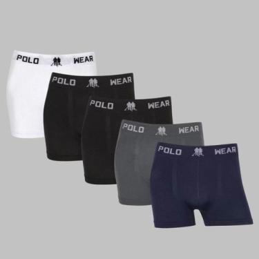 Imagem de Kit 5 Cuecas Boxer Polo Wear Masculino Original Premium Lisa, 1branco,