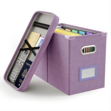 Imagem de Organizador de arquivos Oterri Taro Roxo 27x21x34 cm com tampa