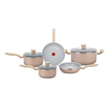 Imagem de Jogo de Panelas Rochedo Ceramic Light Sand 5 Peças com Revestimento Cerâmico, Thermo-Sinal® Exclusivo, Fácil de Limpar, Cabo Soft Touch