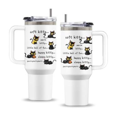 Imagem de Uibunoo Presentes de gato para mulheres, copo de gatinho de 1,134 g com alça e canudo, presentes para amantes de animais para mulheres, presentes de aniversário para amantes da mamãe e papai, copo de