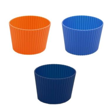 Imagem de ZQtyf Pacote com 3 capas protetoras de copo de café resistente ao calor capa protetora de garrafa de vidro antiderrapante (laranja, azul escuro, azul)