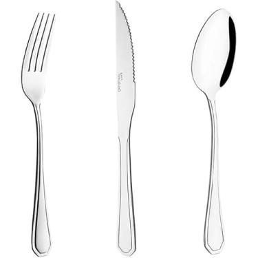 Imagem de JOGO TALHERES AÇO INOXIDÁVEL 36 PEÇAS - GARFO, FACA, COLHER LINHA SILVER ALTA DURABILIDADE E ELEGÂNCIA DESIGN MODERNO COZINHA RESTAURANTE JANTARES EM SEU LAR!! SURPREENDA COM ESSE PRESENTE!