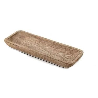 Imagem de Bandeja decorativa de madeira rústica, bandeja de servir retangular, acabamento de grão de madeira natural