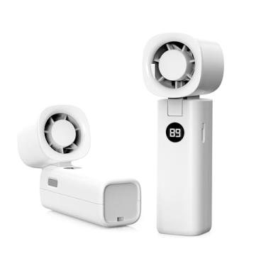 Imagem de Mizong Ventilador portátil pessoal, ventilador turbo portátil 3 em 1 de alta velocidade com vento de 5 marchas, mini USB pessoal com bateria recarregável de 4000 mAh para atividades ao ar livre/verão