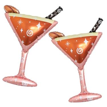 Imagem de Balão de alumínio gigante de hélio Fetch Me A Martini em forma de vidro, decoração de festa de ouro rosa Dirty Thirty, design de copo de coquetel, para decorações de festa de aniversário de despedida