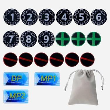 Imagem de Cylvenor 21-Piece Acrylic for Yu-Gi-Oh! Indicator Set: Double-Sided Number, Cross & ban Markers Plus Phase Cards Track Turn Phases and Chain Effects. Includes Cloth Bag. (Classics)