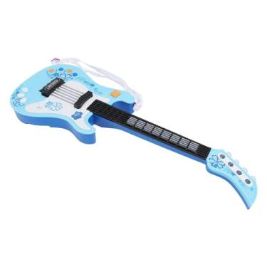 Imagem de ASHATA Guitarra de Simulação Infantil Com Sensor Infravermelho, Guitarra de Brinquedo Educacional Multimodo para Crianças, Suporta Conexão de Microfone Externo, Segura e (Azul)