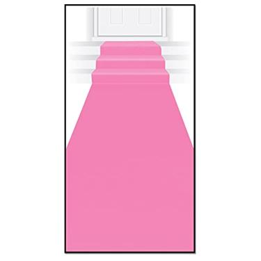 Imagem de Beistle Corredor de corredor em tecido de poliéster rosa novidade para tema de princesa, aniversário, Sweet 16 artigos de festa de despedida de solteira, 60 cm x 48 cm