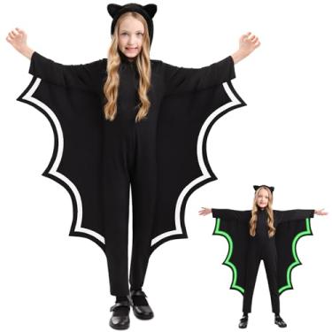Imagem de ComfyKit Halloween Kids Bat Costume Glow in the Dark,Kid Unisex Vampire Bat Wing Costume,Jumpsuit Cosplay Outfit for Girl,Boy