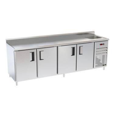 Imagem de Balcão Congelados Venâncio 250cm Linha Prime Exterior Inox Interior Aluzinco Borda Espelhada Com Cuba 110V Pcch25-42283