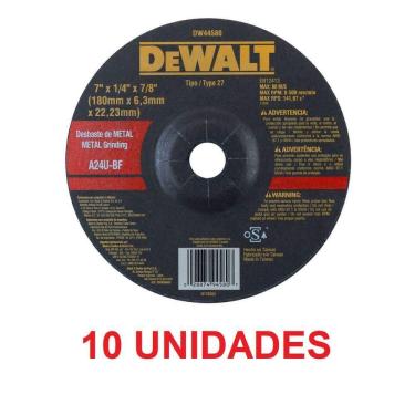 Imagem de Disco De Desbaste 180x6.4x22mm Aço Dewalt Dw44580 - 10 Unidades
