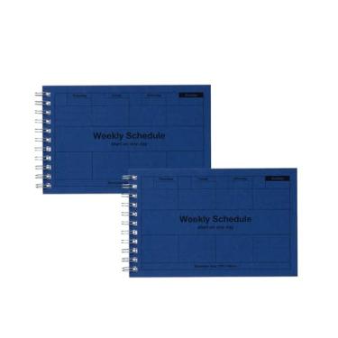 Imagem de MARK'STYLE Agenda semanal sem data A6, pacote com 2 – Agendador horizontal de tamanho de bolso de 58 semanas com visão geral mensal e lista de tarefas para uso em mesa, escritório ou estudo (azul)