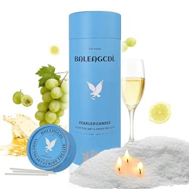 Imagem de MAZINOK Vela Perolada Prosecco Perfumada - Branca 510 g Não Tóxica Luxo Longa Duração Pó Cera Areia Velas até 120 Horas - Vela Pérola Recarregável Areia com 30 Wicks