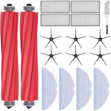 Imagem de Pacote com 18 peças de reposição para Roborock S7Max Ultra, S7Pro Ultra, S 7, S7+, S7MaxV, S7Max V Plus, S7Max V Ultra Robot Vacuum, 2 escovas de rolo, 4 filtros, 6 escovas laterais, 4 panos de