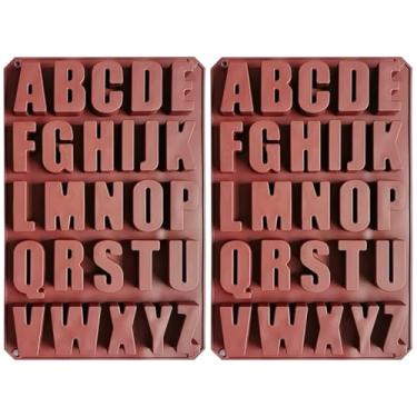 Imagem de Moldes de silicone giz de cera para 2 peças, molde de alfabeto de silicone ABC giz de cera e chocolate para, moldes de giz de cera de silicone seguro para forno, moldes flexíveis A-Z para crianças e
