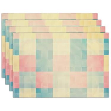 Imagem de Jogo americano de tabuleiro de dama, conjunto de 4, tapetes de mesa impermeáveis Morandi de 30,5 x 45,7 cm, tapetes laváveis para decoração ao ar livre, casa, festa, cozinha, jantar-001