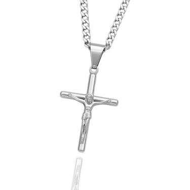 Imagem de Cordão Corrente 60cm Grumet 3.0mm + Pingente Cruz Crucifixo Jesus + Caixa