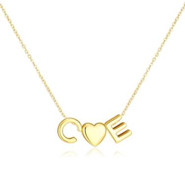 Imagem de adoyi Colares com inicial para mulheres, banhado a ouro 14 quilates, com letras de bolhas, colar delicado coração A-Z, colar com pingente de inicial, presentes de aniversário para mulheres, joias