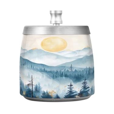Imagem de SEHANY Cinzeiro Majestic Mountain Peak com tampa para cigarros, à prova de vento, sem fumaça, aço inoxidável, cinzeiros para uso interno e externo, grande, inodoro, para fumantes, decoração de