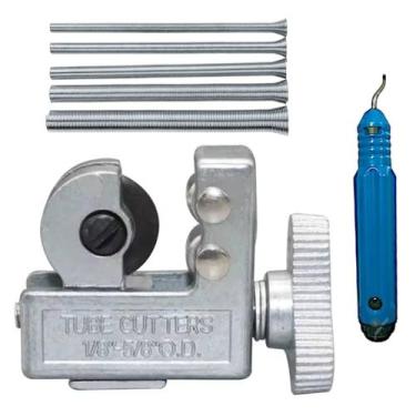 Imagem de Cortador + Escariador + Mola Dobrar Tubo De Cobre 1/8 A 5/8 - Brazan