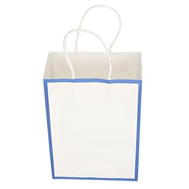 Imagem de Sacos de presente de papel Kraft Sacos de presente de festa 10 unidades Sacos de embalagem de compras portáteis ecológicos com design de borda serrilhada para aniversário,