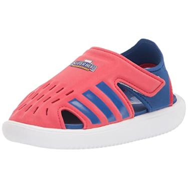 Imagem de adidas Sandália infantil unissex Adilette Comfort Slide, Vermelho vívido/azul royal/branco, 10 Little Kid