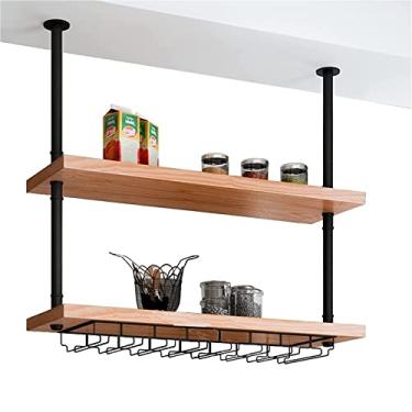 Imagem de APUM Suporte para pendurar para copos de vinho, prateleira de teto, retrô, suporte para plantas internas, suportes de parede para pendurar