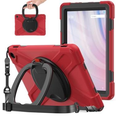 Imagem de Nova capa para tablet Fire HD 10 e Fire HD 10 Kids Pro (13ª geração, versão 2023), capa infantil resistente à prova de choque, suporte giratório/alça de transporte (vermelho + preto)