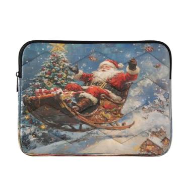 Imagem de Burbuja Capa para laptop de Natal Papai Noel no trenó, capa para laptop de 13 a 14 polegadas à prova de choque, à prova d'água, para notebook, tablet, poliéster