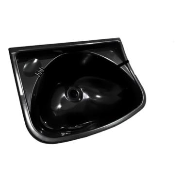 Imagem de Lavatório Plástico para Banheiro 36x26x16 Compacto Resistente Lavabo Interno Externo Preto Branco (PRETO)