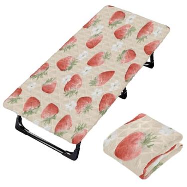 Imagem de Burbuja Lençol de berço de morangos em aquarela para crianças, lençol de cochilo acolchoado portátil com faixa elástica para meninas e meninos, lavável na máquina, 63,5 x 127 cm