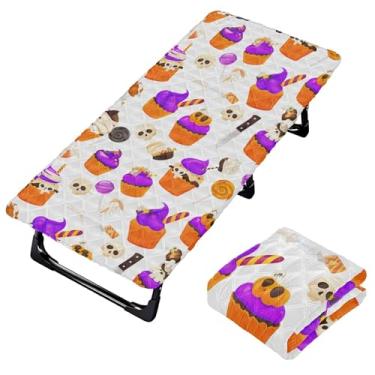 Imagem de Burbuja Lençol de berço para cupcakes de Halloween para crianças, lençol de cochilo acolchoado portátil com faixa elástica para meninas e meninos, lavável na máquina, 63,5 x 127 cm