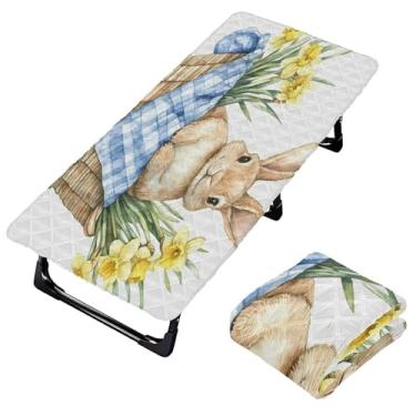 Imagem de Burbuja Lençol de berço de coelho para crianças, lençol de cochilo acolchoado portátil com faixa elástica para meninas e meninos, lavável na máquina, 63,5 x 127 cm