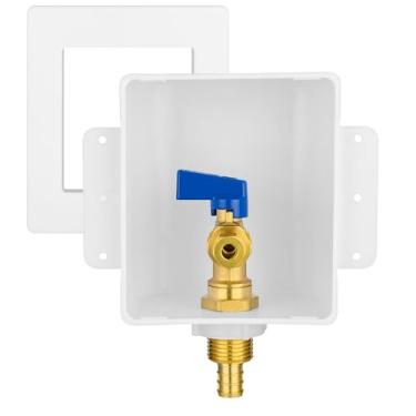 Imagem de HeSun PEX Crimp Ice Maker Caixa de Tomada, Entrada 1/2 Polegada F1807 x Saída 1/10.2 cm Conexão de Compressão OD, com Válvula de Desligamento de 1/4 de Volta