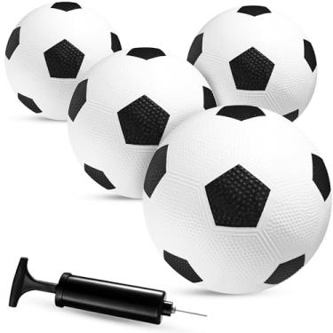 Imagem de Bolas de futebol tamanho 3 para crianças e crianças (pacote com 4) – Bolas de futebol juvenil de PVC – Pequenas bolas para esportes e prática para iniciantes para quintal, recreio, escola, interior ou