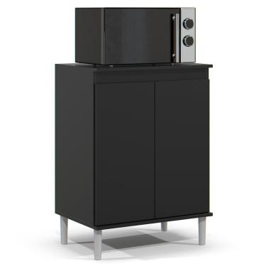 Imagem de Balcão De Cozinha Com Tampo 2 Portas 61cm Italy Preto - Ej Móveis