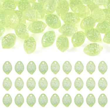 Imagem de Cheriswelry 50 peças de contas de limão 3D contas de acrílico para fabricação de joias de frutas fofas contas espaçadoras soltas de plástico 13,5 x 9,5 mm para colar chaveiro DIY pulseira brincos