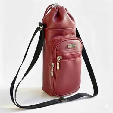 Imagem de Bolsa Térmica para Garrafa Vidinne GALANTE em Courino, com Bolso e Alça Transversal, Produto Artesanal Premium VIDINNE (Vinho, 500 ml)