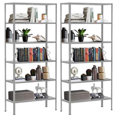 Imagem de 2 Estantes De Aço Para Sala Livros Escritório Almoxarifado Quarto 6 Ba