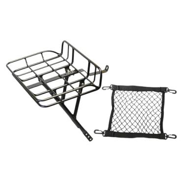 Imagem de MotiveTech Bagageiro Dianteiro em Liga de Alumínio, E Prático, Ideal para Ciclismo, com Cesto Organizador Fácil de Instalar, Versão curta preta