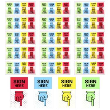 Imagem de 1500 Autocolantes Assine Aqui, Etiquetas com Setas Marcadores Autocolantes para Assinatura Bandeiras para Documentos Cadernos Material Escolar e Doméstico (4 Cores)