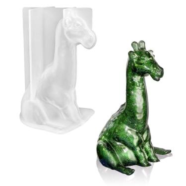 Imagem de RESINWORLD Molde de girafa 3D de 12 cm, molde de silicone animal flexível para resina, argila, vela, gesso e sabão