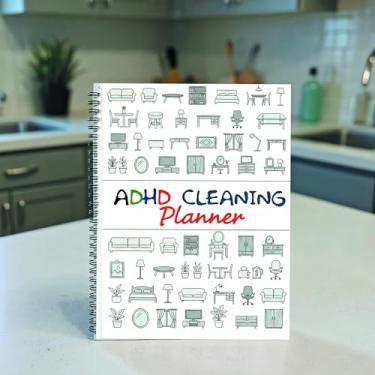 Imagem de Agenda de limpeza TDAH, agenda diária semanal mensal de limpeza doméstica, organizador de tabela de tarefas de 21 x 28,5 cm