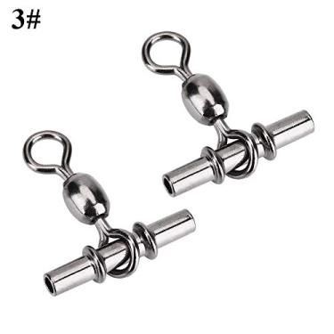 Imagem de aqxreight Conjunto de 20 Unidades de Linha Em Forma de T Guindaste de Pesca Giratórios Conectores Acessórios Conexão 2 Latas e Giros de Pesca Em Forma de TGiratórios de Em Linha CruzadaFishing (3#)