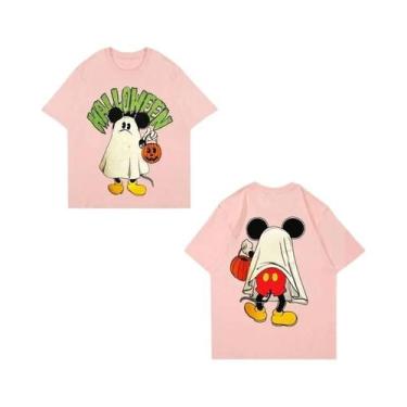 Imagem de Camiseta De Algodão Mickey Mouse Para Homens, Mulheres E Casais, Manga